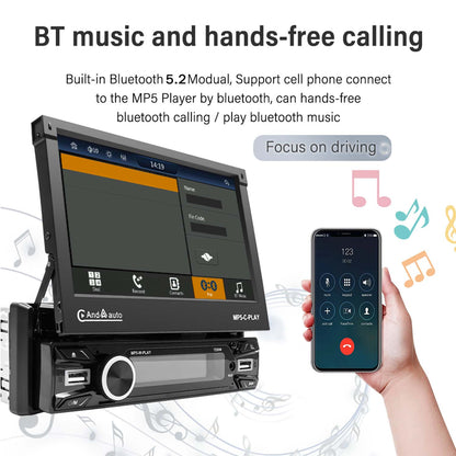 Wireless Carplay and Android Auto 7-inch Single DIN Electric retractable car display  Free shipping