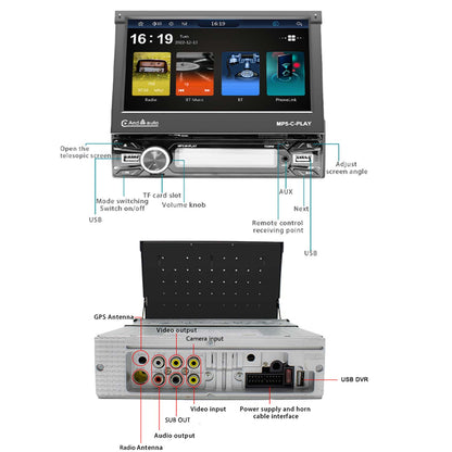 Wireless Carplay and Android Auto 7-inch Single DIN Electric retractable car display  Free shipping